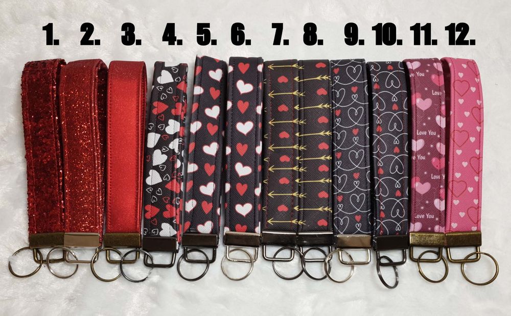 Key Wristlet Keychain Lanyard, key ring, Key Fob, Car Key Holder, Key Strap, wallet strap, Valentine's Day, Love, Heart